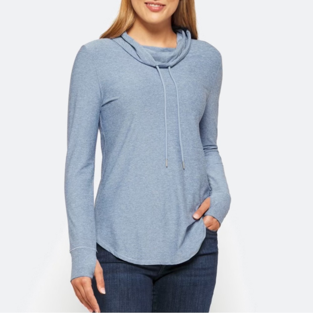 We Wander WeFlex Lola Cowl Neck Performance Pullover Blue Small